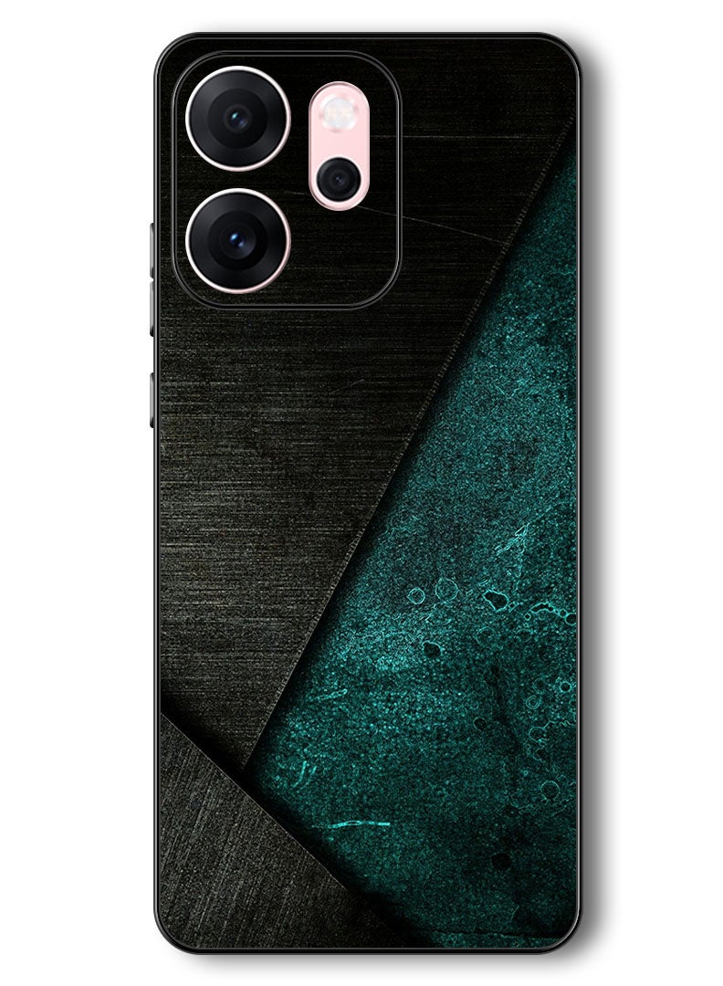 Theodor حافظة متوافقة مع أوبو رينو 14 F 6.57 بوصة حماية مضادة للصدمات غطاء بامبر أسود ونمط أخضر داكن - Image 1