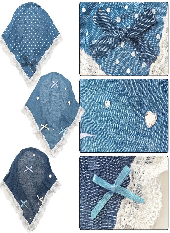 Capiant 3 Pack Denim Hair Scarves for Women - Boho Triangle Bandana Headband & Non-Slip Turban for Hair Styling, Fashion Head Cover Accessories - Image 3