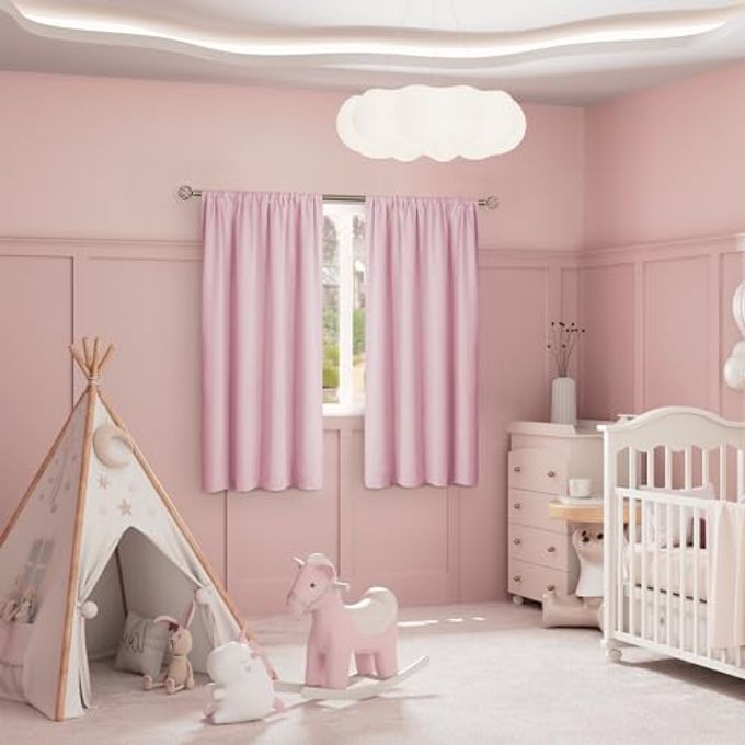 BGment Pink Blackout Curtains for Girls Room 2 Panels Set, Kids Curtains for Baby Nursery Bedroom 63 Inch Length Thermal Insulated Soundproof Full Room Darkening Toddler Room, Each Panel 52 Inch Wide - Image 5