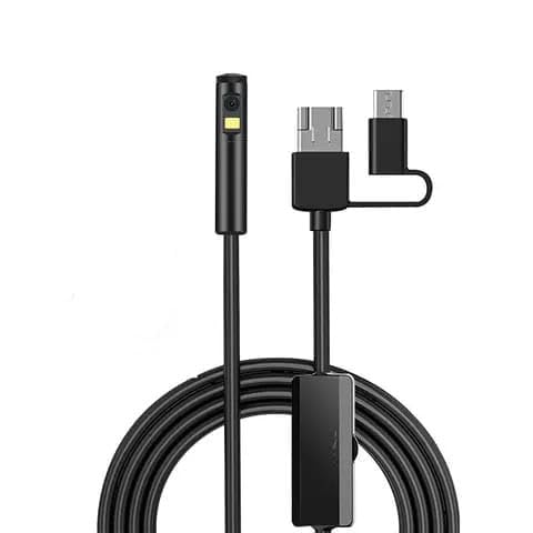 Smars® 8mm Dual Lens Endoscope Camera | boroscope Snake Flexible IP67 Waterproof Camera 3 in 1Ttype C USB v Type Port & 6 LED Light with 5 MTR Length Cable for Android PC and Note Book | MSR91 - Image 1