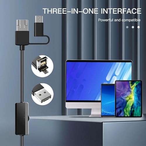 Smars® 8mm Dual Lens Endoscope Camera | boroscope Snake Flexible IP67 Waterproof Camera 3 in 1Ttype C USB v Type Port & 6 LED Light with 5 MTR Length Cable for Android PC and Note Book | MSR91 - Image 3