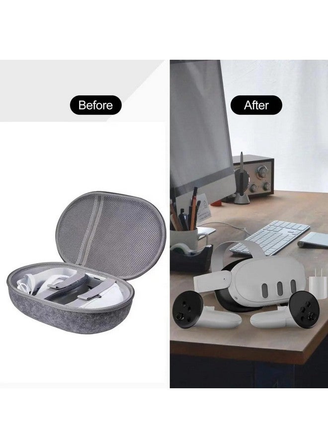 Careflection Carry Case for Oculus Meta Quest 3/ Quest 3 VR Glass Dust Proof Double Layer Storage Box & Travel Hand Carrying Bag Fits Virtual Reality Device+Elite Strap+Controllers+ Cable+ Kit, Grey - Image 5