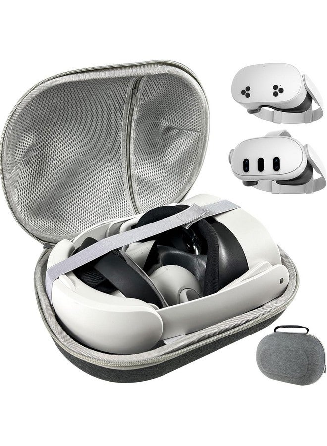 Careflection Carry Case for Oculus Meta Quest 3/ Quest 3 VR Glass Dust Proof Double Layer Storage Box & Travel Hand Carrying Bag Fits Virtual Reality Device+Elite Strap+Controllers+ Cable+ Kit, Grey - Image 4