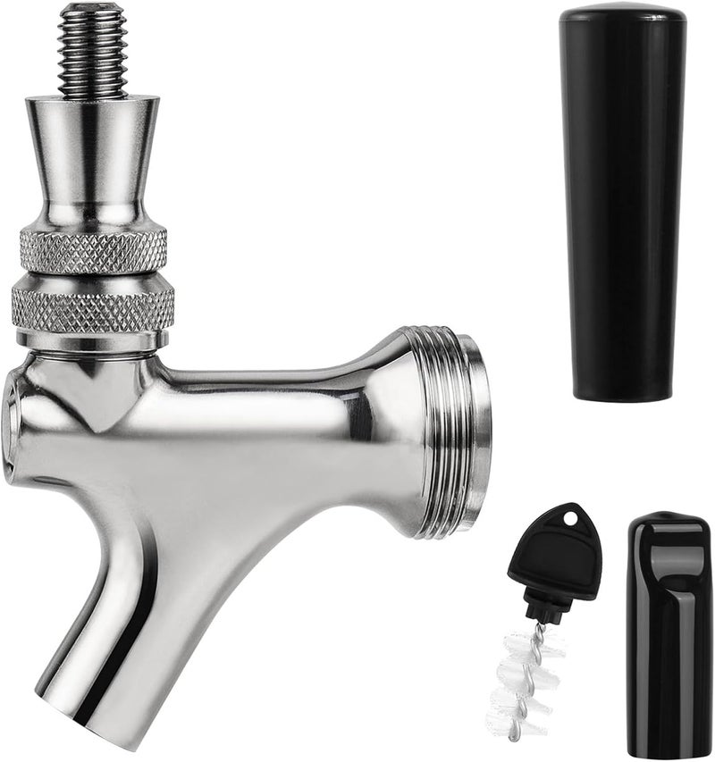 MRbrew Beer Faucet, Stainless Steel Core Draft Beer Tap Commercial Kegerator Faucet for Beer Dispenser with Beer Tap Handle & Tap Plug, No Leaks Beer Keg Tap fit Home Bar Homebrew Beer Tower - Image 1
