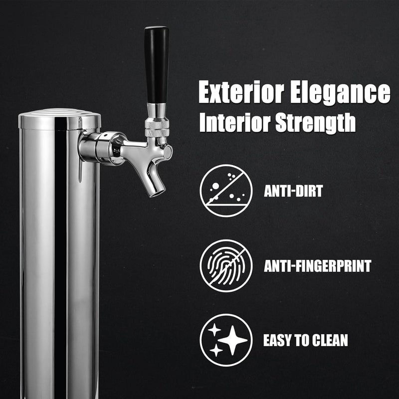 MRbrew Beer Faucet, Stainless Steel Core Draft Beer Tap Commercial Kegerator Faucet for Beer Dispenser with Beer Tap Handle & Tap Plug, No Leaks Beer Keg Tap fit Home Bar Homebrew Beer Tower - Image 3