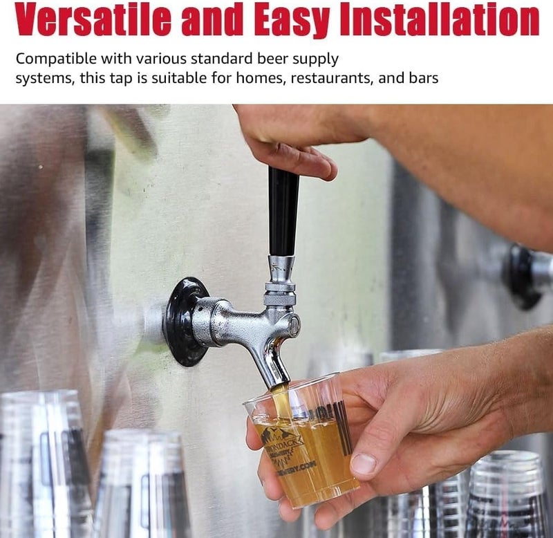 MRbrew Beer Faucet, Stainless Steel Core Draft Beer Tap Commercial Kegerator Faucet for Beer Dispenser with Beer Tap Handle & Tap Plug, No Leaks Beer Keg Tap fit Home Bar Homebrew Beer Tower - Image 5