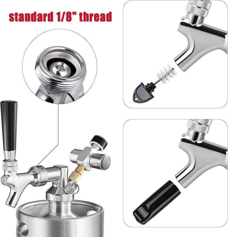 MRbrew Beer Faucet, Stainless Steel Core Draft Beer Tap Commercial Kegerator Faucet for Beer Dispenser with Beer Tap Handle & Tap Plug, No Leaks Beer Keg Tap fit Home Bar Homebrew Beer Tower - Image 4