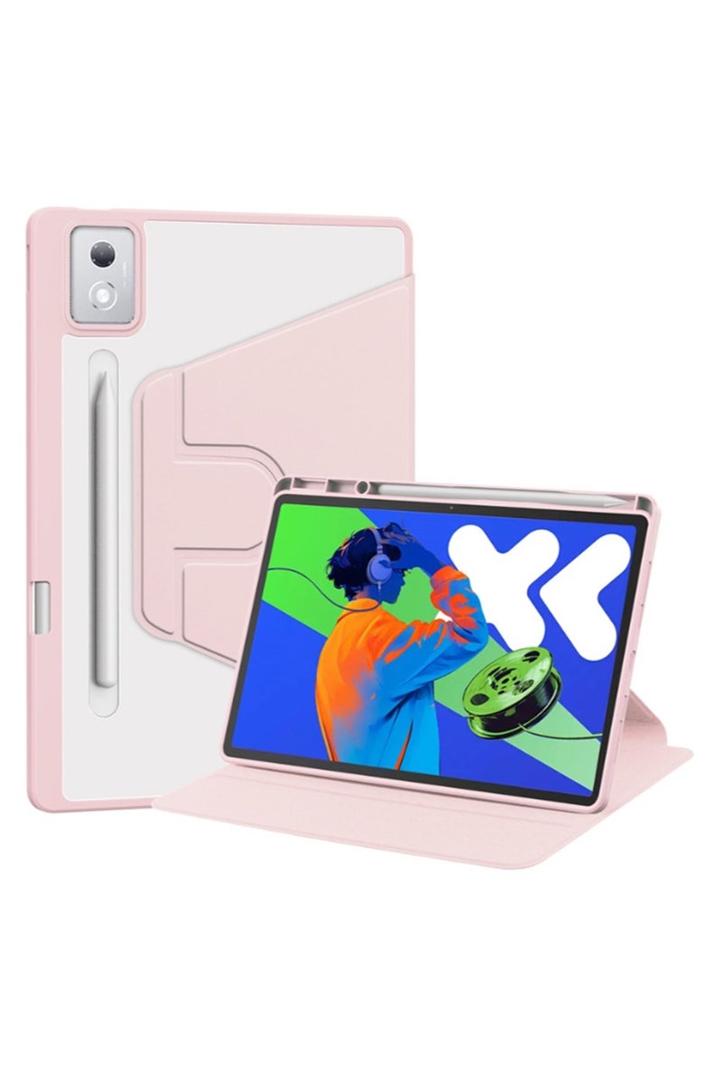 for Lenovo Idea Tab Pro 12.7 Inch Case Cover,Tablet Protective Case  , Acrylic 360 ° Rotating Design, Automatic Wake-up/sleep, Soft Leather，pink - Image 1