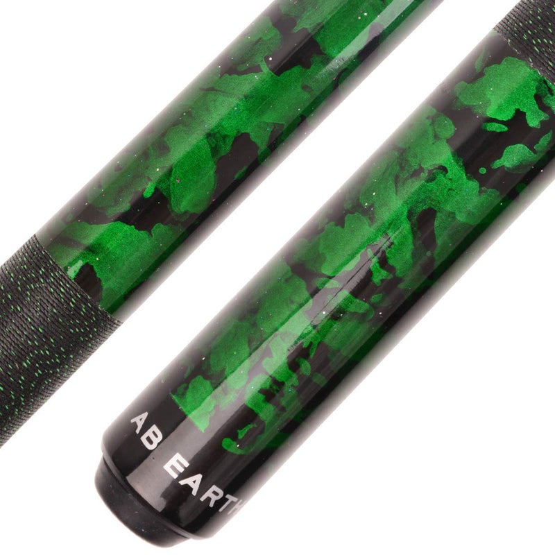 AB Earth 58 inch HandPainted Series 2Piece Billiard Pool Cue Stick with Irish Linen Wrap Green 19oz