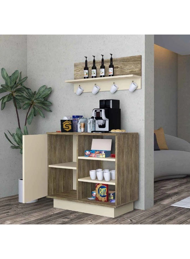 Stylish Home Wooden and beige coffee corner table with shelf - RC49 40x80x90 cm - Image 3