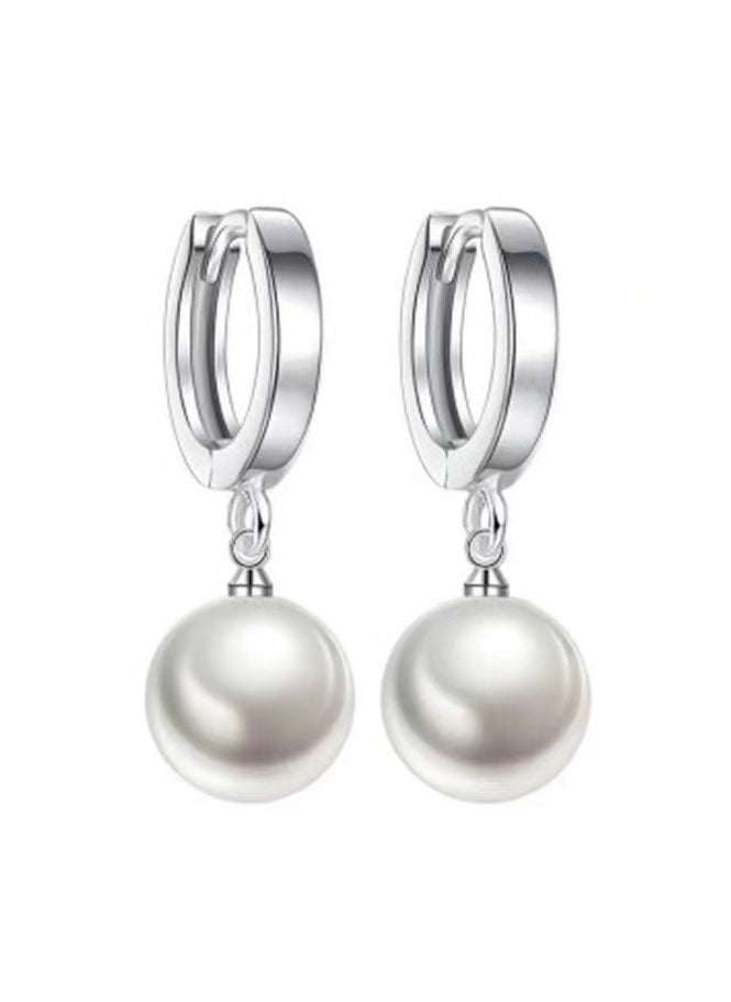 xozgdovg Pearl earrings clasp earrings temperament light luxury high sense of simple earrings  - Image 1