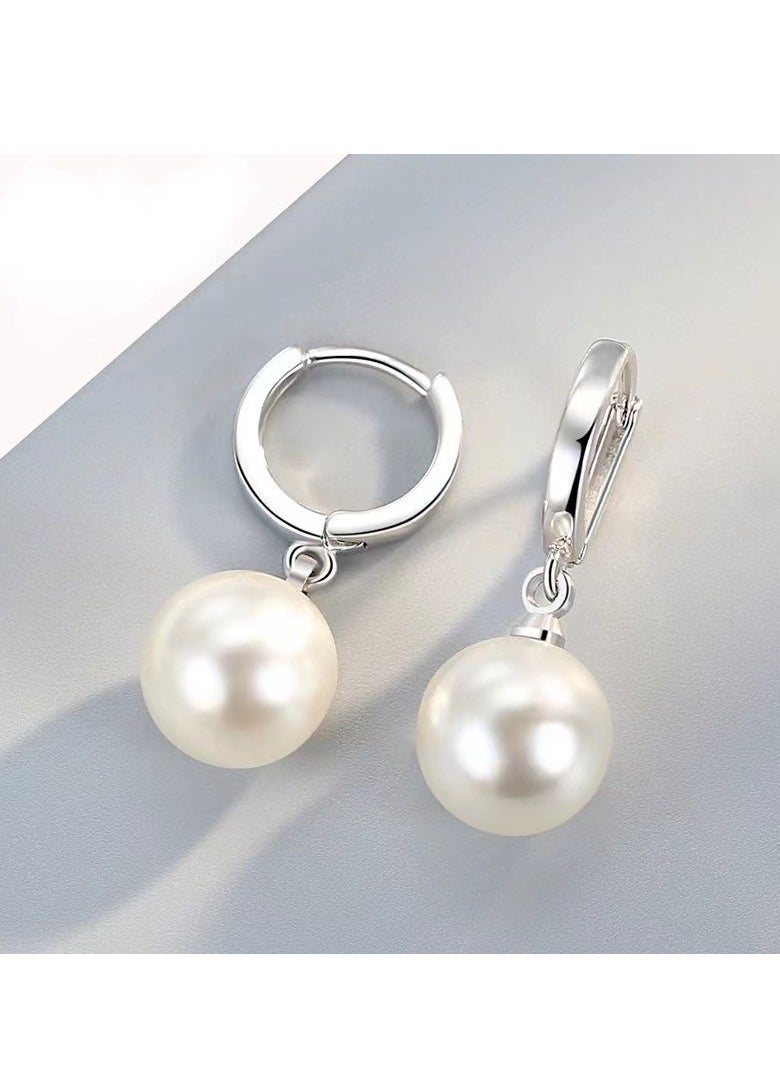 xozgdovg Pearl earrings clasp earrings temperament light luxury high sense of simple earrings  - Image 2