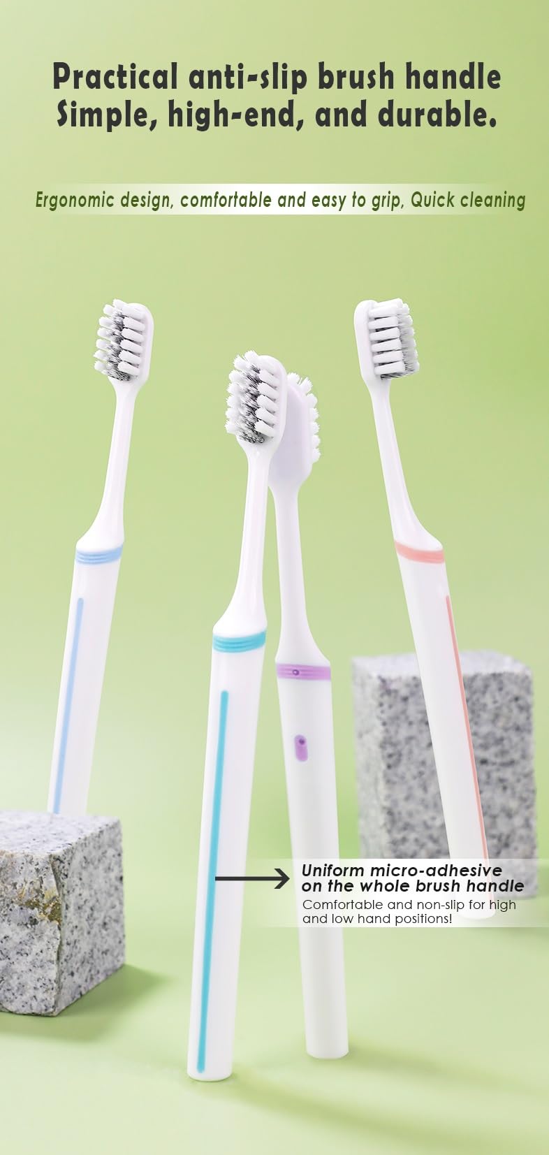 AROSHNAY Tooth Brush Set - Pack of 4 Toothbrush for Kids & Adults, Extra Soft Bristles for Sensitive Teeth, Toothbrush Soft Bristles Manual Tooth Brush for Adults (Multicolour) - Image 3