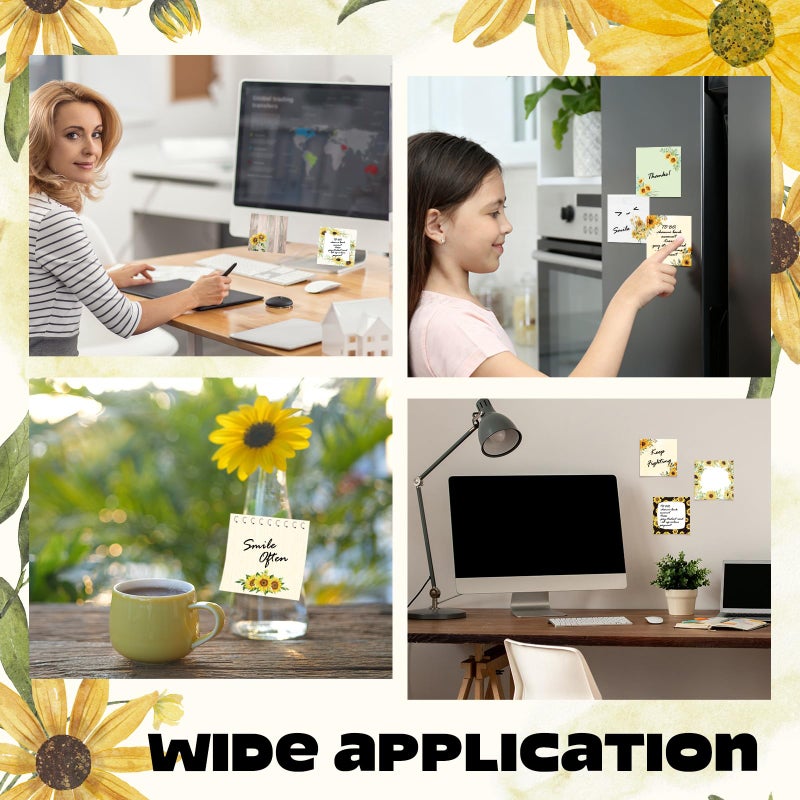 Saypacck 9 Pads Sunflower Sticky Notes Cartoon Self Stick Notepads 3x3 Inches Notes Adhesive Memo Pad Office Decor Gifts for Students School Teacher Office Meeting - Image 5