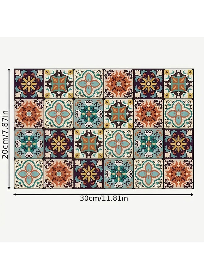 Peachjoy حصيرة قهوة سريعة الجفاف بتصميم بوهيمي غير قابلة للانزلاق ماصة من الألياف الدقيقة لحماية أسطح العمل لآلات القهوة وأواني القهوة، نمط زهور متعدد الألوان، مناسبة جداً للمغسلة وبارات القهوة (A 20x30cm) - Image 4