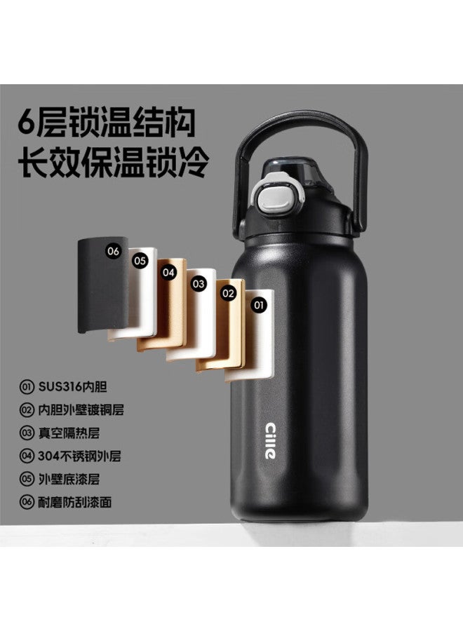Cille Insulated Bottle 316 Stainless Steel Large Capacity Student Straw Water Cup Outdoor Portable Sports Water Bottle For Men And Women - Image 3