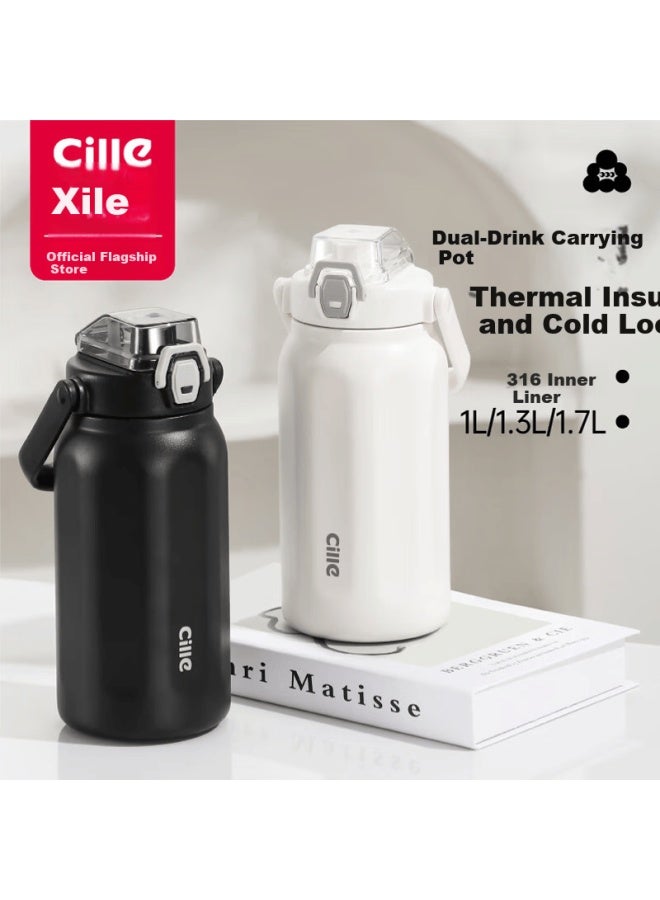 Cille Insulated Bottle 316 Stainless Steel Large Capacity Student Straw Water Cup Outdoor Portable Sports Water Bottle For Men And Women - Image 1