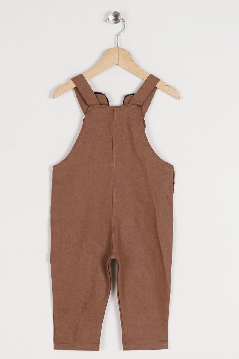 Zepkids Ten Double Pockets Cat Brown Color Boy Jumpsuit  - Image 4