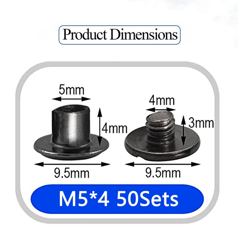 Alloygold 50 Sets M5*4 Gun Black Chicago Screw Kit Leather Rivets Screw Rivets Chicago Screw Buttons DIY Leather Trim - Image 4
