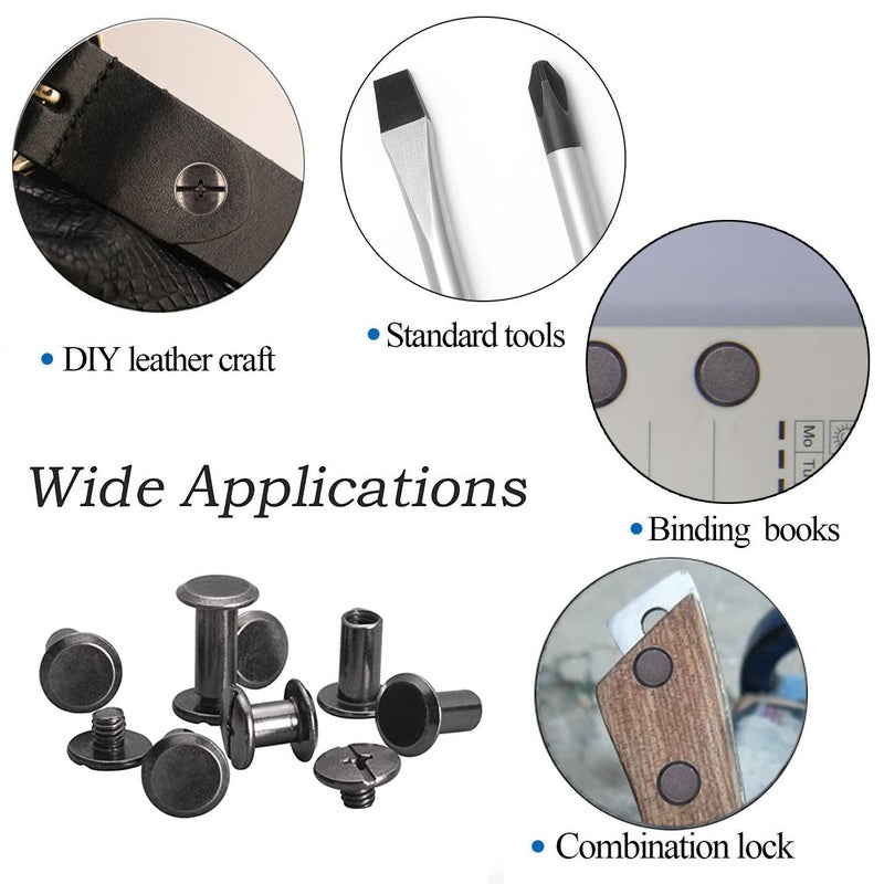 Alloygold 50 Sets M5*4 Gun Black Chicago Screw Kit Leather Rivets Screw Rivets Chicago Screw Buttons DIY Leather Trim - Image 5