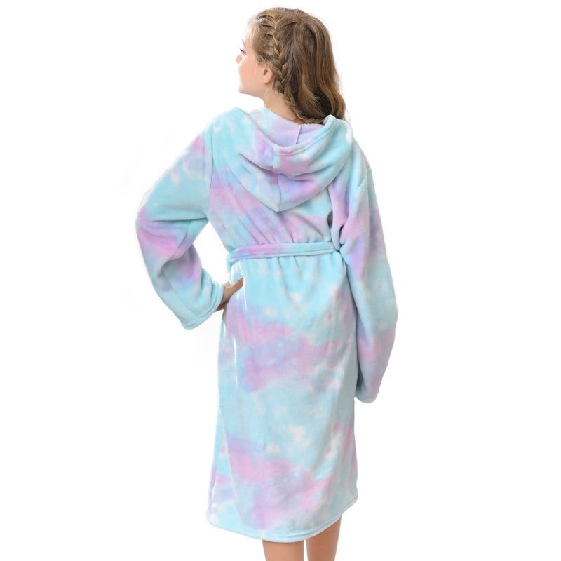 V.&GRIN Girls Fleece Robe, Plush Hooded Soft Fuzzy Warm Fluffy Bathrobe for Kids 5-14 Yearsï¼ˆCandy 5-6ï¼‰ - Image 5