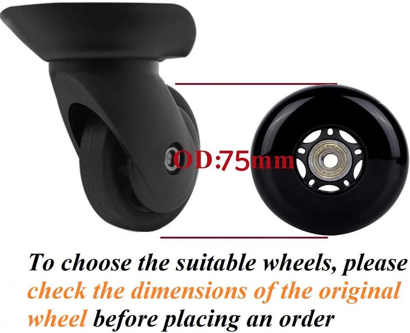 Oro 1 Pair Luggage Wheels Replacement 75 * 24mm Case Wheels with 8mm Bearings for Suitcase and Inline Outdoor Skate and Caster Board - Image 2