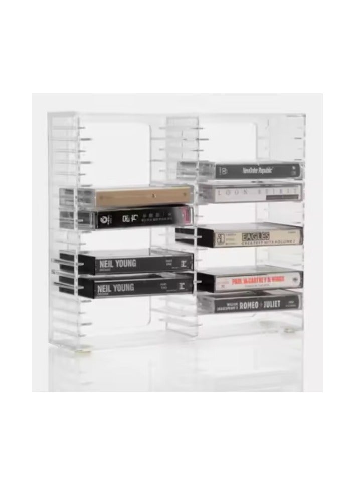 Generic Clear Acrylic Cassette Tape Rack – 3mm Thick, Holds Multiple Tapes, 230×80×210mm - Image 1