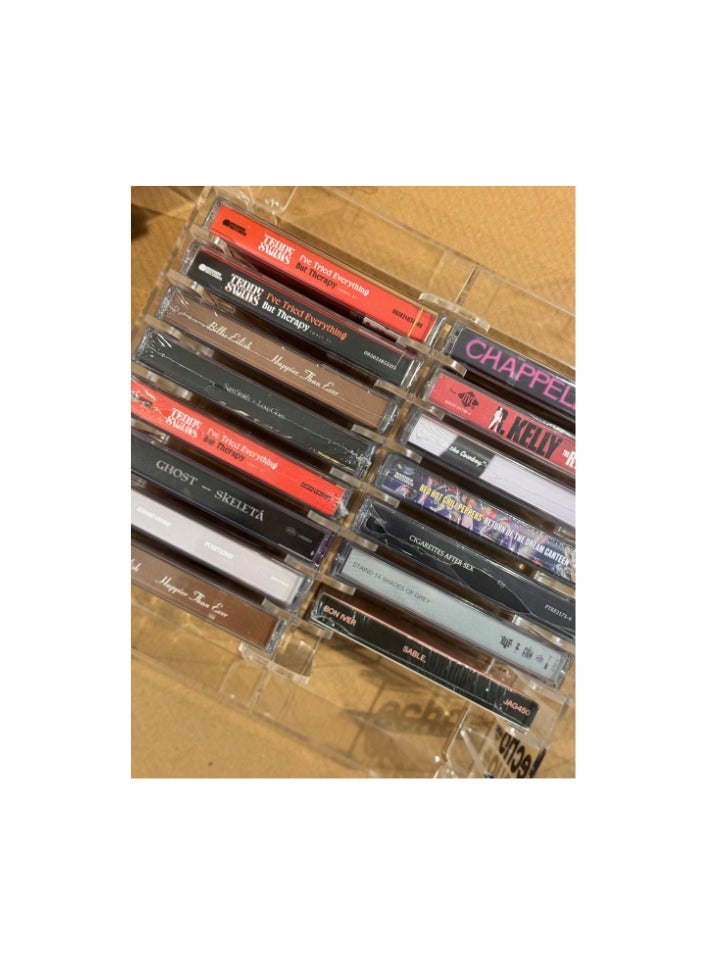 Generic Clear Acrylic Cassette Tape Rack – 3mm Thick, Holds Multiple Tapes, 230×80×210mm - Image 2