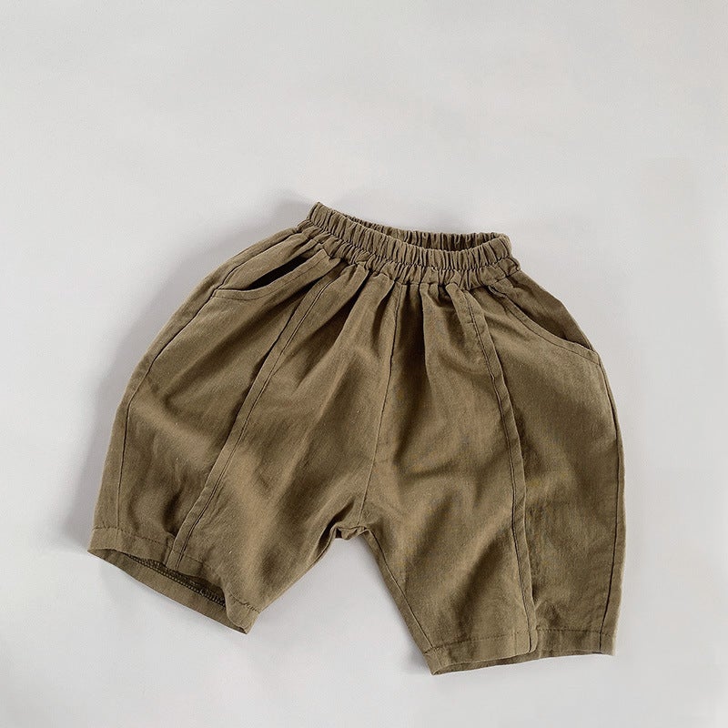 Boys' Cotton and Linen Shorts 2025 Summer Girls' Thin Breathable Shorts Korean Style Casual Pants for Children - Image 1