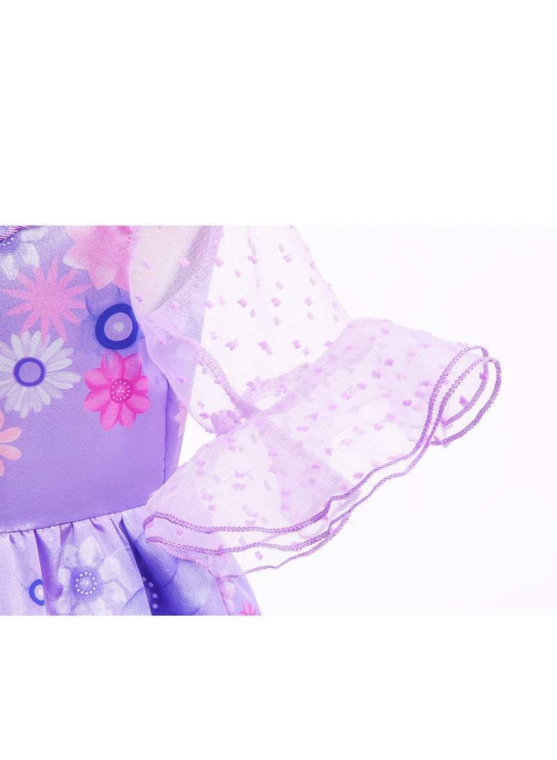 Loquat Encanto Isabella Dress Cosplay Costume，Elegant and Beautiful Fancy Costume with Floral Dress Hem For Girls，Kid Dress Up Costumes with Mesh Cuffs - Image 5