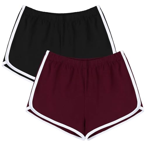 URATOT Women's Cotton Shorts Gym Shorts Yoga Shorts Summer Running Active Shorts Dance, Pack of 2 - Image 1