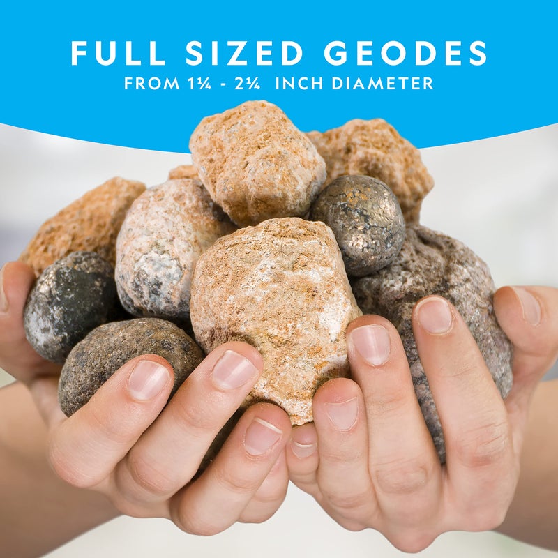 Blue Marble NATIONAL GEOGRAPHIC Break Open 10 Premium Geodes – includes Goggles and 2 Display Stands - Great STEM Science Kit, Geology Gift for Kids, Break Your Own Geodes with Crystals, Toys for Boys and Girls  - Image 5