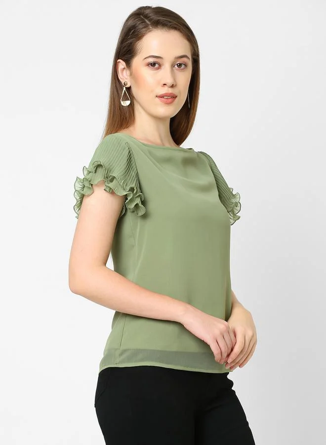 Mish Mish Layered Plisse Sleeves Georgette Top