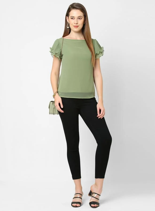 Mish Mish Layered Plisse Sleeves Georgette Top