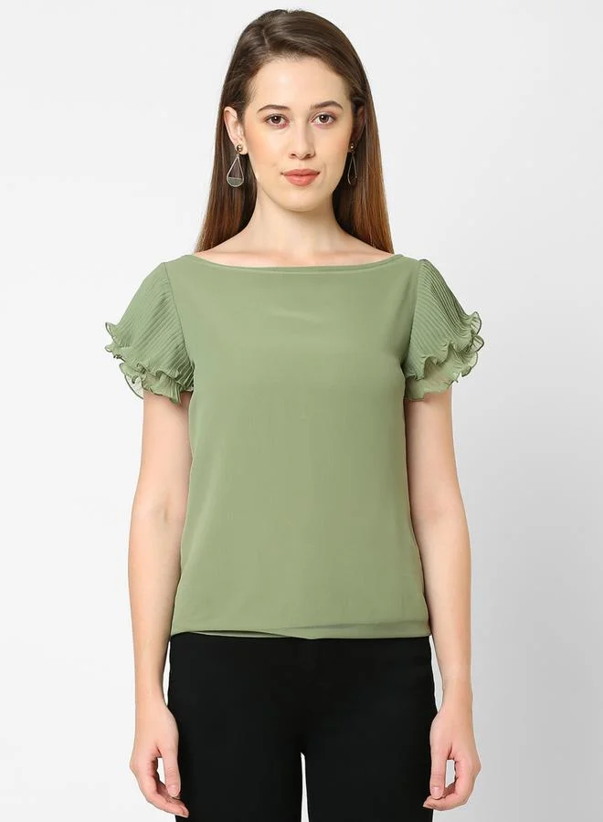 Mish Mish Layered Plisse Sleeves Georgette Top