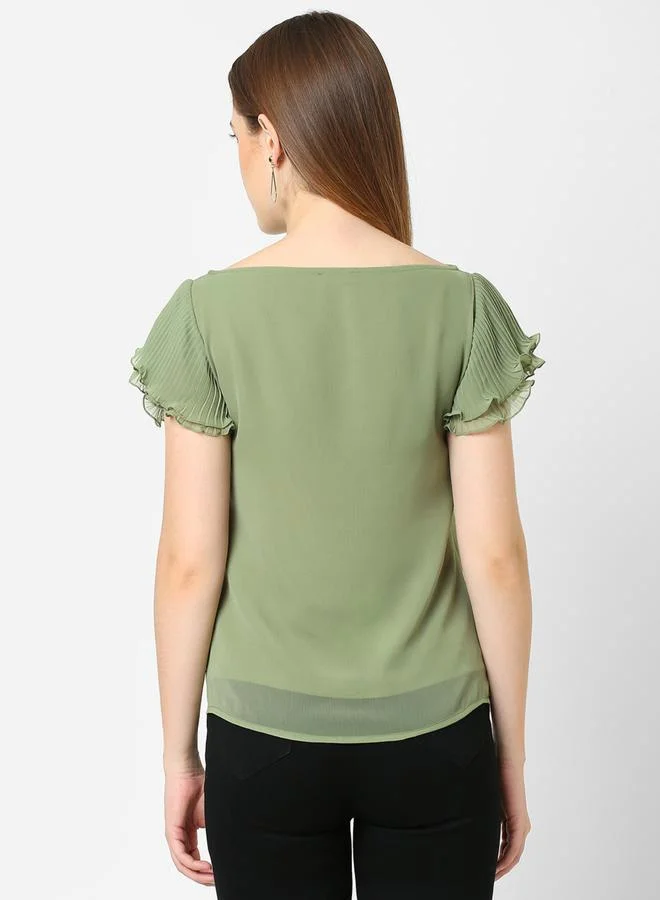 Mish Mish Layered Plisse Sleeves Georgette Top