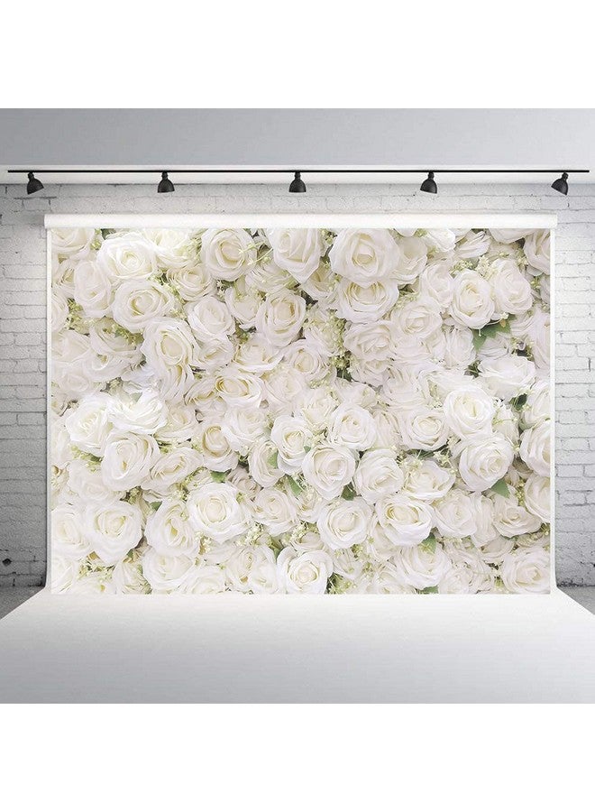 انروي خلفية تصوير زهور الورد الأبيض، موضوع الورد، حفلة عيد الحب، ديكور حفلات الزفاف (7X5 أقدام) - Image 1