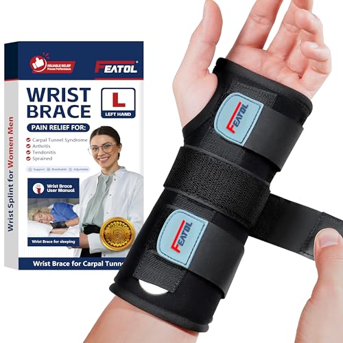 FEATOL Wrist Brace for Carpal Tunnel, Adjustable Night Wrist Support Brace with Splints Left Hand, Large/X-Large, Hand Support for Arthritis, Tendonitis, Sprain, Injuries - Image 1