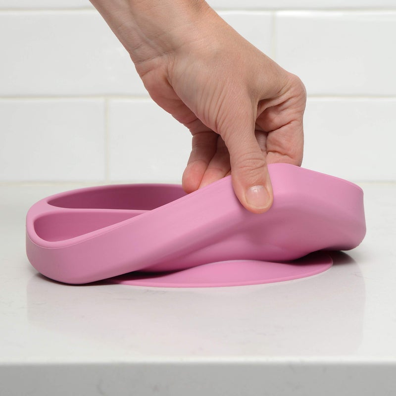 PrimaStella Unbreakable Silicone Non-Slip Baby & Toddler Plate and Spoon Feeding Set - Rosy Plum Purple - Image 4