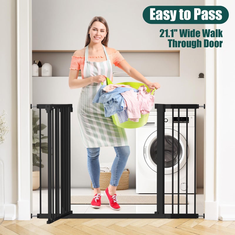 keny 29.7"-46" Baby Gate for Stairs, Auto Close Dog Gates for Doorways, Pressured Mounted No Drilling Pet Gate Extra Wide, One-Hand Opening Dual Lock Stair Gate, Indoor Kids Necessities, Black - Image 5