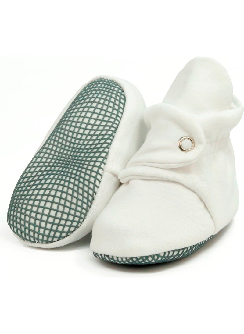 Ella Bonna Organic Cotton Baby Slippers, Non-Slip Sole, Newborn Slippers, Home Nursery Shoes, White - Image 2