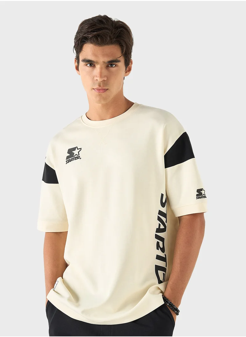 ستارتر Starter Printed T-shirt with Crew Neck and Short S