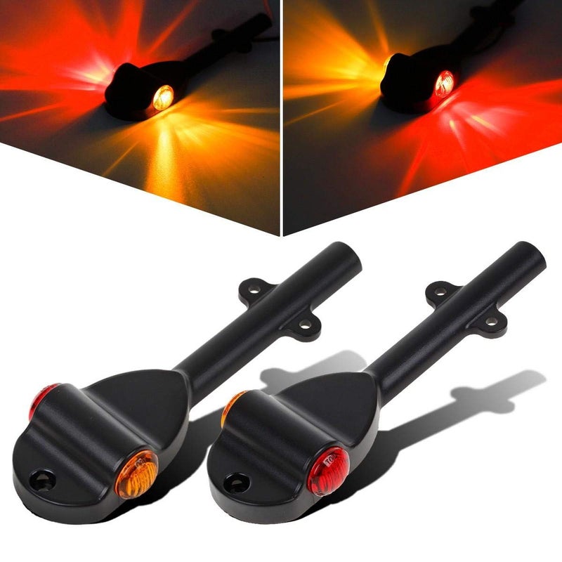Partsam 2Pcs RED AMBER LED Trailer Fender Lights Bullet LED Clearance Marker Light Left Right Amber Front Red Rear DOT Compliant