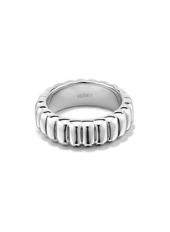 NOKMIT 14K Gold Filled Chunky Statement Rings for Women Cute Puffy Dome Croissant Thumb Band Non Tarnish Comfort Fit Size 5-10, 7, Metal, No Gemstone - Image 1