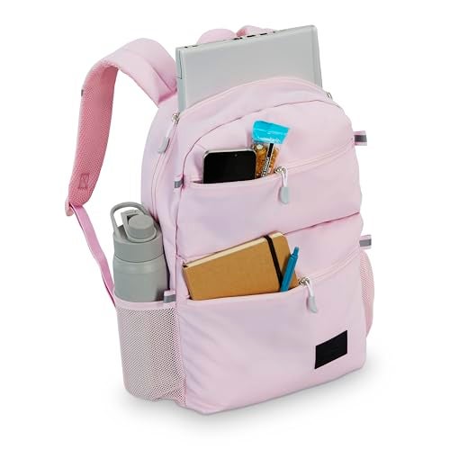 High Sierra Everclass Backpack - Travel or Work Laptop Bookbag with 360° Reflectivity, Dual Water Bottle Pockets & Fits Laptops Up To 15.6”, One Size, Light Pink - Image 4