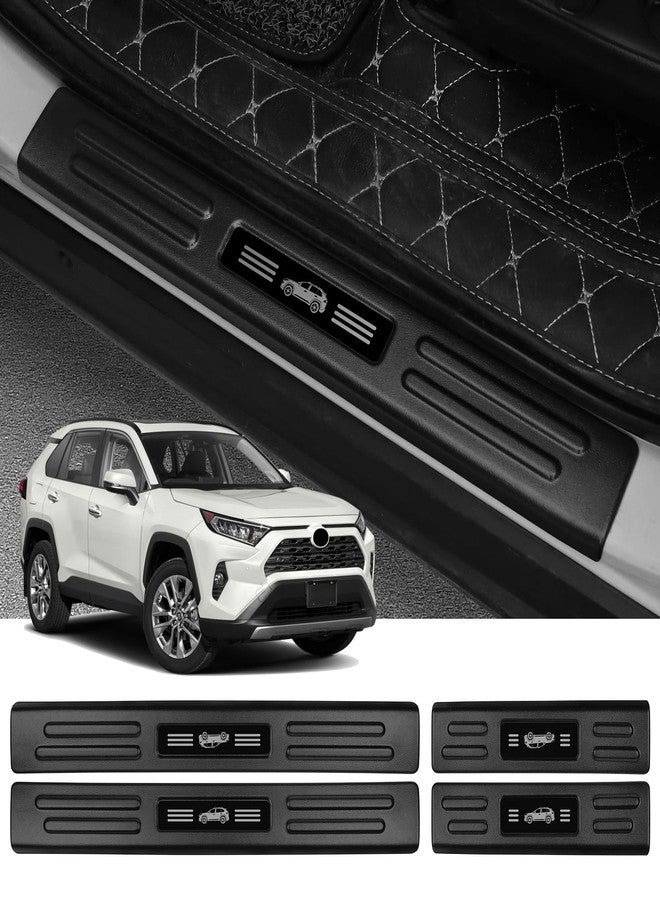 Bercicci واقيات عتبات الأبواب من بيرسيتشي، 4 قطع، لسيارة تويوتا RAV4 موديلات 2025، 2024، 2023، 2022، 2021، 2020، 2019. مصنوعة من مادة ABS سوداء غير لامعة، لحماية دواسات الأبواب الأمامية والخلفية. - Image 1