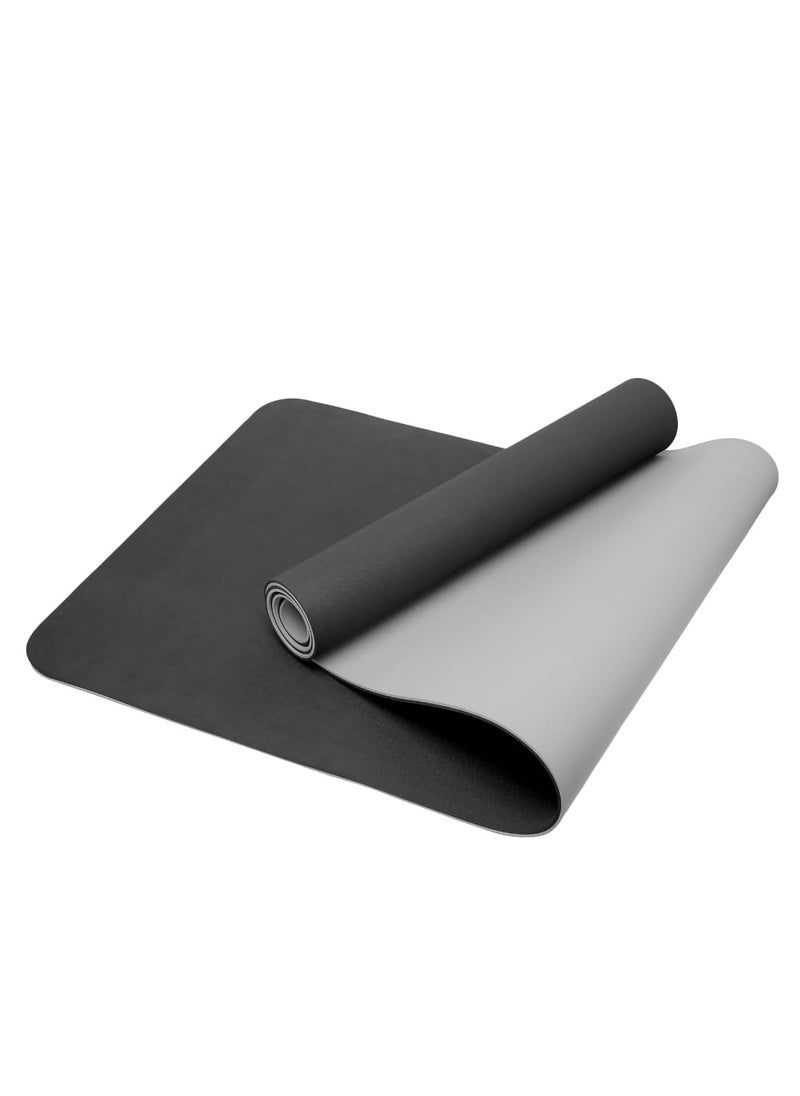 MahMir Yoga Mat Anti-Slip Exercise Mat With Carrying Bag Fitness Mat For Pilates 183Cm*61Cm*6Mm Thickness For Woman Man Beginners Black+Light Grey  - Image 2