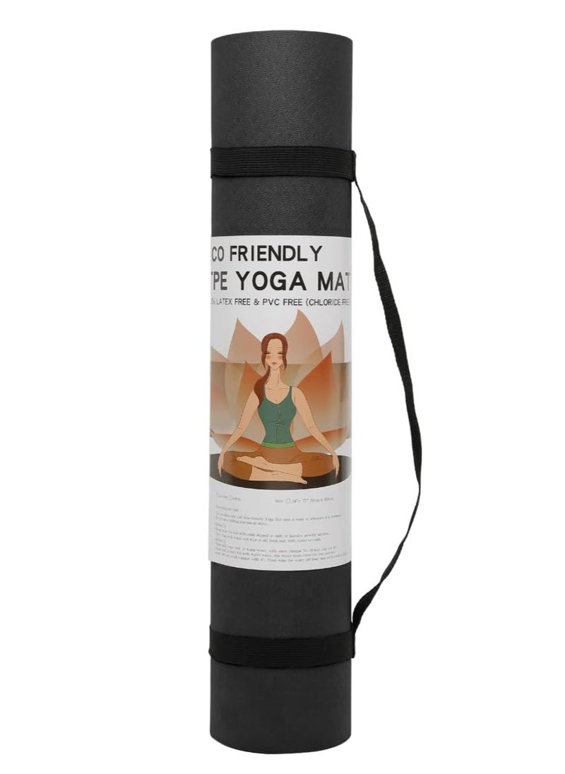 MahMir Yoga Mat Anti-Slip Exercise Mat With Carrying Bag Fitness Mat For Pilates 183Cm*61Cm*6Mm Thickness For Woman Man Beginners Black+Light Grey  - Image 3