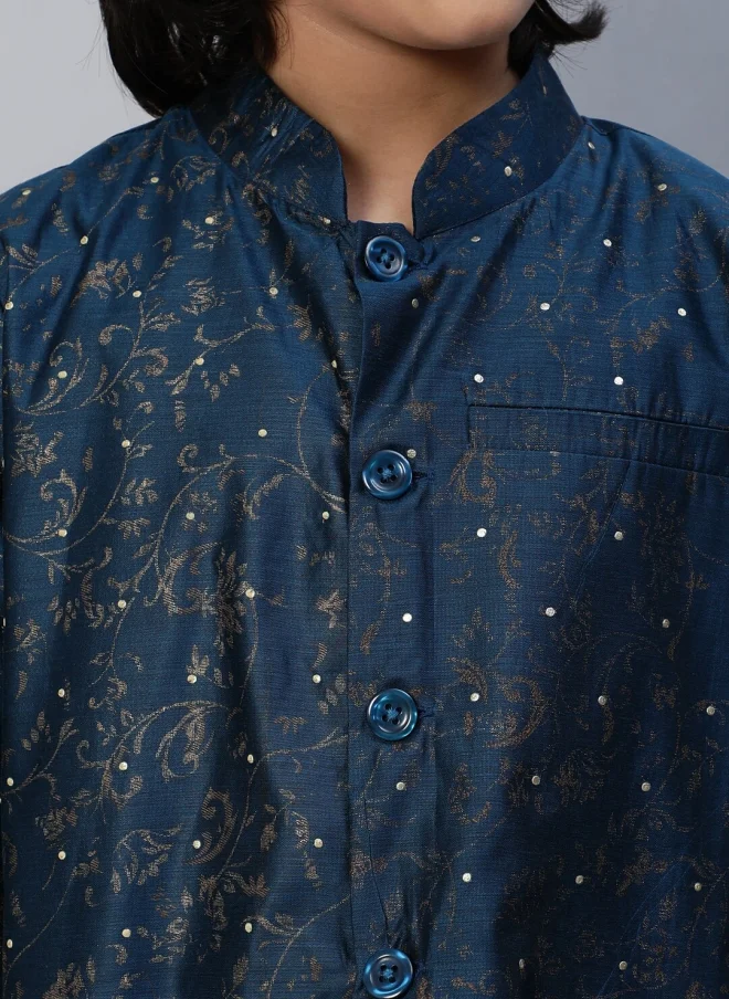 AKS Floral Printed Blue Kurta Set For Boys