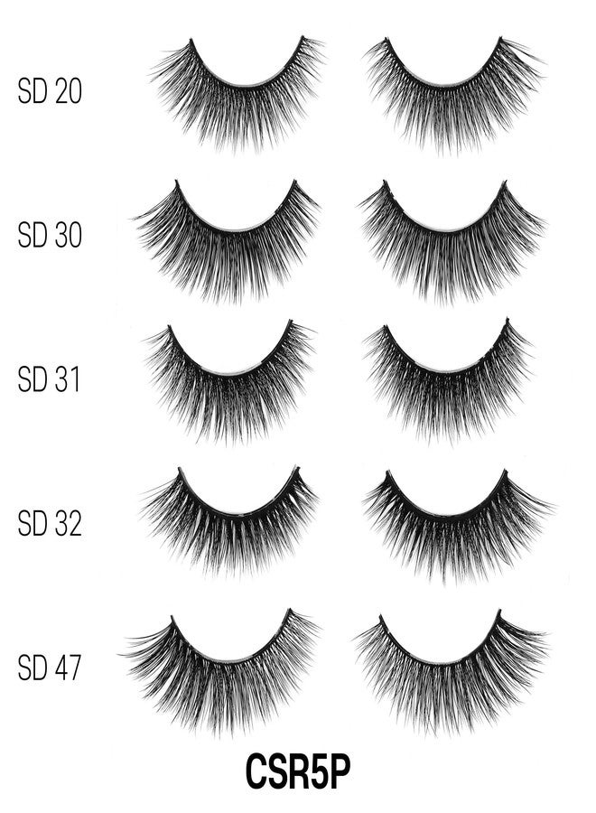 Laflare 5 Styles Premium Silk Lashes 3D Faux Mink Eyelashes Multipack, Light, Natural Looking, Professional Easy to Apply Eyelashes in a Knitted Style 5 Pairs Mixed Value Pack (CSR5P) - Image 2